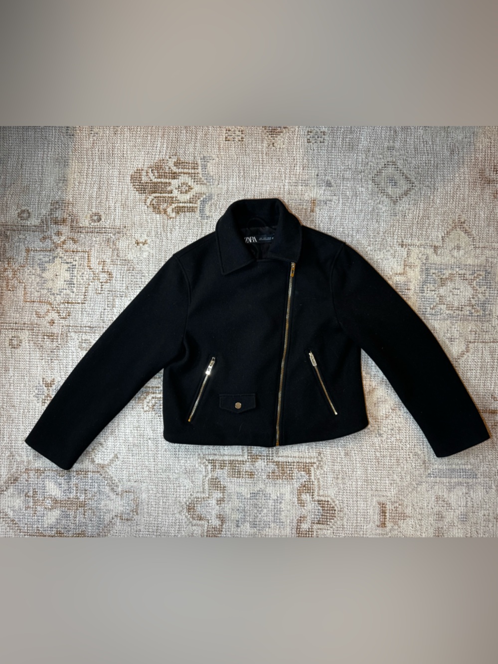 Zara Black Zip-Front Jacket